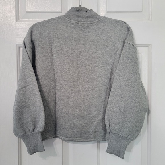 Women's Gray J. Crew Heritage Terry Mock Neck Sweatshirt - Picture 6 of 9